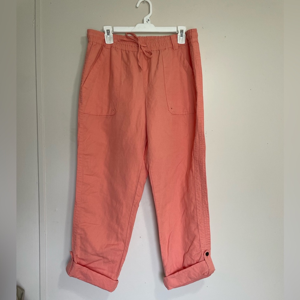 Bob Timberlake Linen Blend Coral Lightweight Pants Boho Coastal Lagenlook